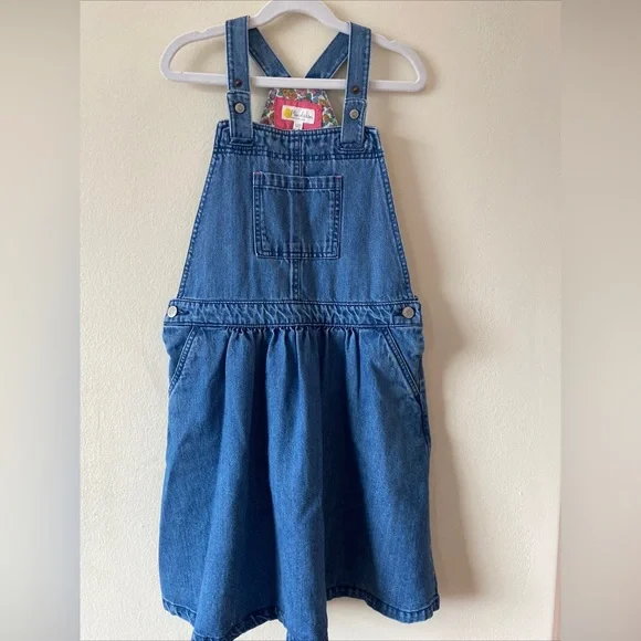 mini boden denim dress Short Gold Button Denim Dress - Indigo